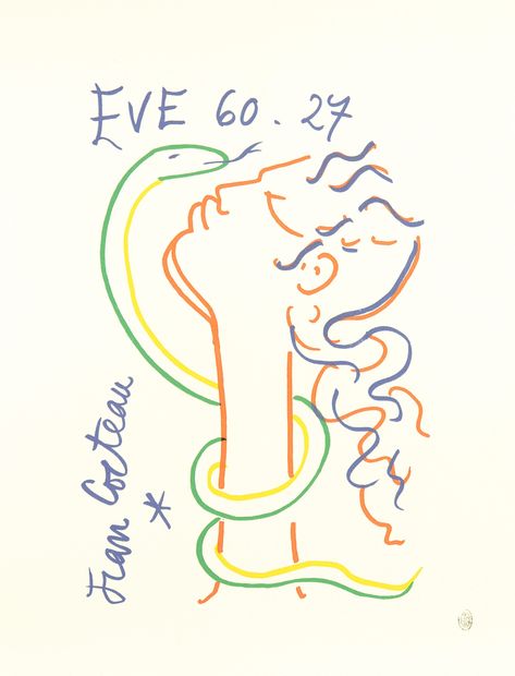 Eve And The Snake, Logo Board, Cocteau Twins, Jean Cocteau, Alberto Giacometti, Roy Lichtenstein, Virtual Art, Lithography, The Snake