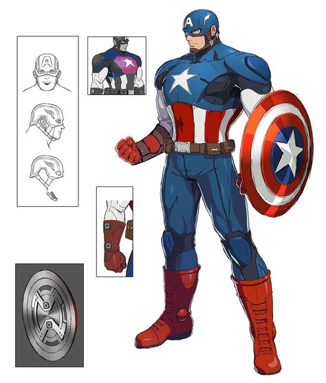 Captain America Concept Art - Marvel vs. Capcom: Infinite Art Gallery Captain America Concept Art, Captain America Comic Art, Marvel Vs Capcom Infinite, Spiderman Comic Art, Captain America Art, Marvel Concept Art, Avengers Fan Art, Captain America Cosplay, Infinite Art