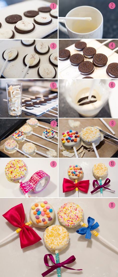 Wedding DIY Oreo Pops Favor Favour How To Make Collage Biskut Coklat, Oreo Cake Pops, Vanilla Oreo, Jul Mad, Bar A Bonbon, Baking Chocolate, Baking Cocoa, Oreo Pops, Recipe Sweet