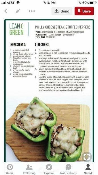 These stuffed papers and quick, easy, and delish! Make them tonight for your lean and green meal. #madeitwow! #optavia #lean #green #staceyhawkins #stuffed #peppers #philly #cheesesteak Lean Dinners, Philly Cheesesteak Stuffed Peppers, Medifast Recipes, Cheesesteak Stuffed Peppers, Lean Protein Meals, Lean And Green, Lean Meals, Lean And Green Meals, Philly Cheesesteak