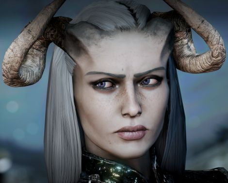 Adara - 1 Qunari Female, Dragon Age Inquisition Characters, Inquisitor Adaar, Dragon Age Qunari, The Iron Bull, Dragon Age Inquisitor, Dragon Age Characters, Dragon Age Series, Female Elf