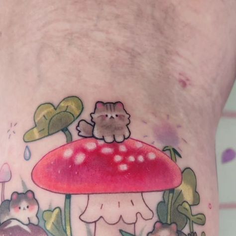 J α ᴄ ᴋ ι ҽ on Instagram: "Mushroom scenery themed cat tattoo for Danielle! Thank you so much for the creative freedom and trust, it was such a fun piece to do! 🐱🍄✨
.
.
.
.
.
.
.
.
#aesthetic #kawaiiaesthetic #colortattoo #supercutetattoos #kawaiigirl #catlover #cattattoo #mushrooms #aliceinwonderland #ttt #tattoolife #tattoostyle #torontotattoo #torontotattooartist #illustrativetattoo #qttr #uwu" To Do Aesthetic, Do Aesthetic, Mushroom Tattoos, Creative Freedom, Kawaii Aesthetic, Cat Tattoo, Kawaii Girl, Life Tattoos, Color Tattoo