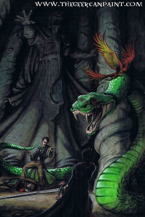 Basilisk Harry Potter, Slytherin Student, Classe Harry Potter, Wingardium Leviosa, Harry Potter Painting, The Chamber Of Secrets, Gellert Grindelwald, Harry Potter Illustrations, Harry Potter Artwork