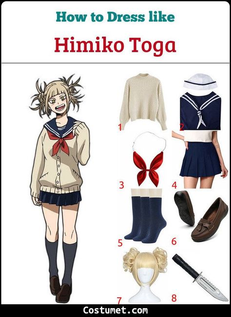 Blond Cosplay Characters, Toga Himiko Casual Outfit, Toga Cosplay Diy, Easy Anime Costumes Diy, Himiko Toga Outfit Ideas, Mha Toga Cosplay, Cute Anime Cosplays, Himiko Toga Outfit, My Hero Costume Ideas