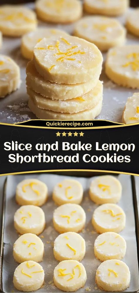 Bright, buttery, and zesty, these Slice and Bake Lemon Shortbread Cookies are the perfect balance of sweet and tangy. They’re easy to make and ideal for gifting or enjoying with tea. Ingredients: 1 cup butter, softened 1/2 cup powdered sugar 2 cups flour 1 tbsp lemon zest A buttery, citrusy cookie that’s simply irresistible Lemon Breakfast Cake, Powdered Sugar Cookies, Butter Shortbread Cookies, Butter Cookies Easy, Lemon Shortbread, Shortbread Cookies Easy, Lemon Shortbread Cookies, Tea Ingredients, Buttery Shortbread Cookies