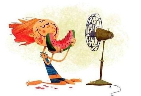 Ken Wong, Summer Drawings, Summer Illustration, Vintage Fans, Feeling Hot, Painting Collage, Doodle Illustration, Fun At Work, Hot Summer