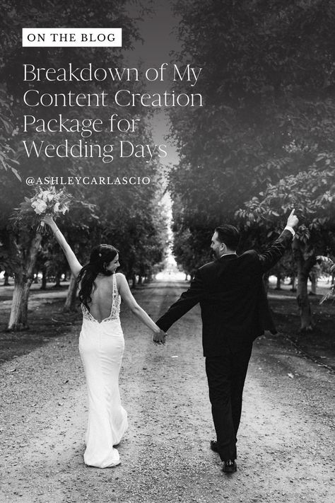 Breakdown of My Content Creation Package for Wedding Days | Luxury Bay Area Wedding Photographer | I am soooo excited to announce that I now have a wedding content creator on my team who works side-by-side with me on a wedding day to give clients amazing video clips and tiktoks they can enjoy within 24-hours. Let me tell you more about why I am so thrilled about this and why I think it’s going to be a hit with couples on wedding day. Learn more on the blog. Wedding Day Content Creator, Wedding Content Creator Aesthetic, Wedding Content Creator Ideas, Wedding Content Ideas, Wedding Content Creator, Wedding Photographer Packages, Wedding Content, Business Things, Elopement Planning