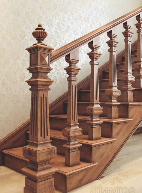 Railing Wood Design, Railings For Stairs Wood, Staircase Railing Design Wooden, Railing Design Wooden, Wooden Stairs Railing Design, Wooden Handrails For Stairs, Wooden Railing Design, Wooden Railings For Stairs, Staircase Design Wooden