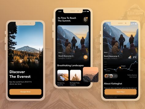 Hiking App, Travel Guide App, Ui Design Mobile, Mobile Design Inspiration, App Guide, Ux Mobile, Mobile App Design Inspiration, Ux Design Inspiration, App Design Inspiration