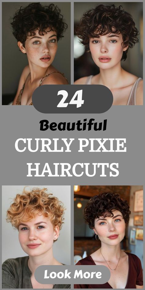 Check out 24 trendy curly pixie haircuts that will transform your curly locks into a bold statement. Whether you prefer edgy, short cuts or softer, wavy pixies, these curly pixie haircuts provide a range of stylish and elegant options. Discover the ideal curly pixie haircut to enhance your natural curls and style. "bixie" Haircut For Curly Hair, Short Curly Haircuts Older Women, Pixie Permed Hair, Women’s Short Curly Haircuts, Curly Mushroom Haircut, Permed Pixie Hairstyles, Pixie Hairstyles Curly Hair, Curly Pixie Cuts Round Face Curls, Short Pixie Cut Curly Hair