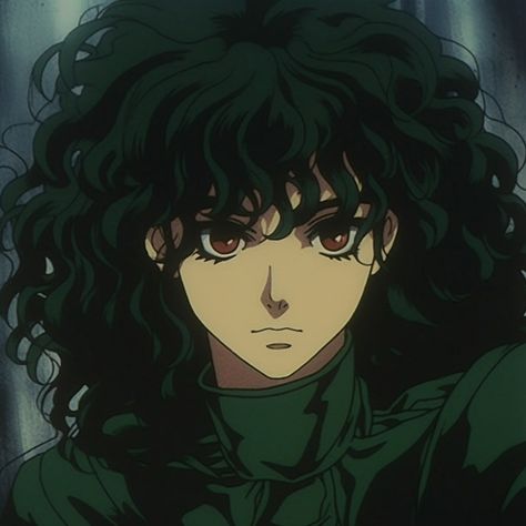 Curly Anime Character, Curly Hair Anime Woman, Anime With Curly Hair, Curly Haired Characters, Curly Anime Hair, Curly Hair Oc, Curly Cartoon, Curly Hair Pfp Cartoon, Curly Hair Anime