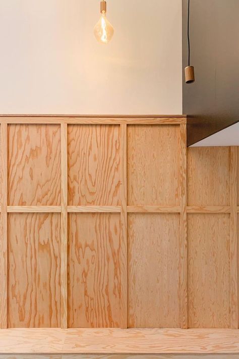 Plywood Wall Paneling, Plywood Ceiling, Plywood Walls, British Architecture, Timber Panelling, London Architecture, Weekend House, Plywood Panels, Furniture Details