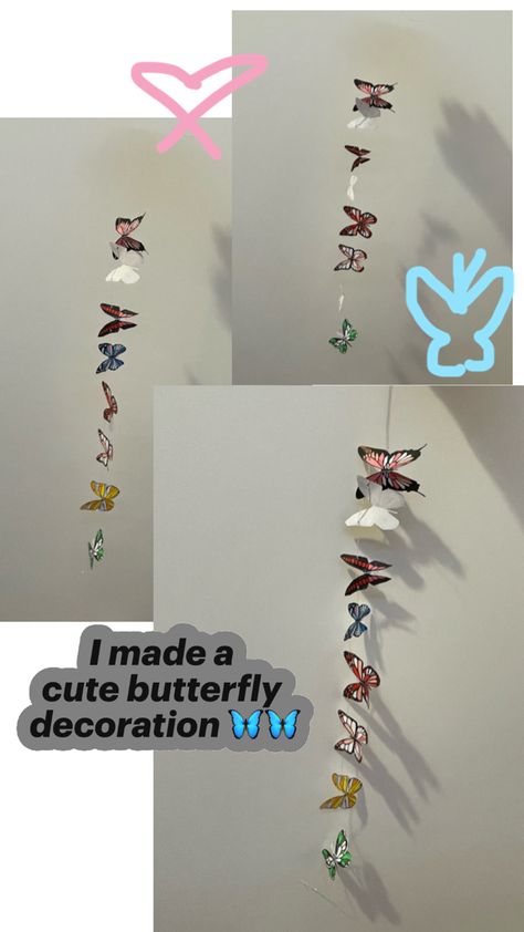 Cute hanging floating butterflies paper crafts diy Floating Butterflies, Butterflies Paper, Butterfly Room Decor, Butterfly Room, Cute Butterfly, Butterfly Decorations, Paper Crafts Diy, Crafts Diy, Butterflies