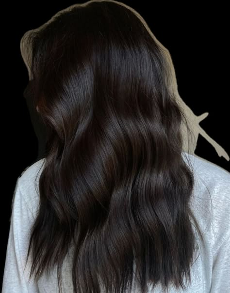 Espresso Brunette Hair, Dark Hair With Subtle Highlights, Really Dark Brown Hair, Super Dark Brown Hair, Cold Brown Hair Color, Brown Almost Black Hair, Rich Chocolate Brown Hair Color, Very Dark Brown Hair, Espresso Brown Hair