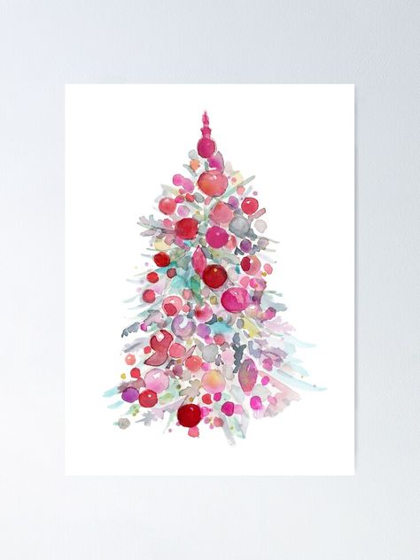 Watercolor Christmas Trees, Christmas Tree Watercolor, Christmas Tree Pink, Holiday Watercolor, Painting 101, Christmas Canvas Art, Paintings Ideas, Wooden Christmas Crafts, Watercolor Christmas Tree