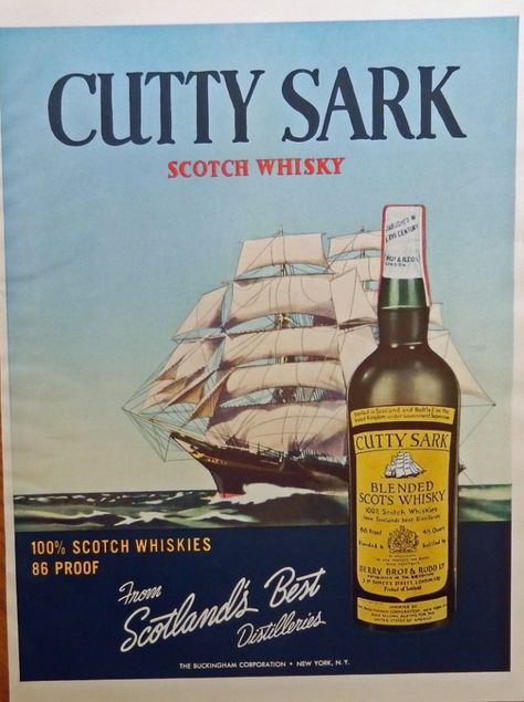 Cutty Sark, Scotch Whiskey, Bar Art, Vintage Beer, Magazine Ads, Easy Wall, Vintage Bar, Scotch Whisky, Wall Mounting