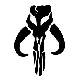 Mandalorian Mythosaur Skull Stencil Boba Fett Helmet Tattoo, Mythasour Tattoo Star Wars, Star Wars Henna, Mandolorians Tattoo, Mythosaur Tattoo, Boba Fett Logo, Boba Fett Tattoo, Mandalorian Skull, Mandalorian Tattoo