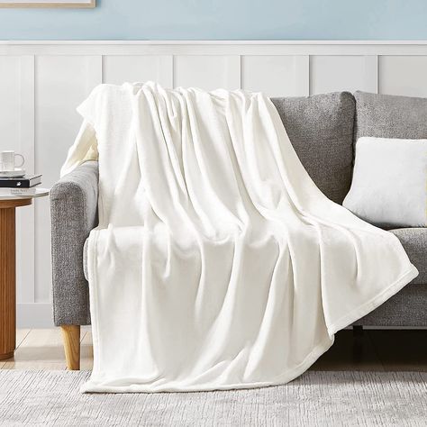 Amazon.com: Comaza Fleece Blanket Queen Size White Throw Blanket - Lightweight Plush Soft & Cozy Bed Blanket Microfiber Flannel Fuzzy Flannel Blanket for Couch and Sofa (90x90 inches) : Home & Kitchen Fuzzy Throw Blanket, Bedroom Blanket, White Throw Blanket, Cozy Couch, White Throw, White Throws, Twin Blanket, Blanket For Couch, Lightweight Blanket