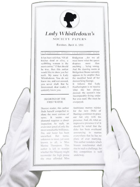 Lady Whistledown Society Paper Template, Lady Whistledown Society Paper, Event Save The Date, Workshop Event, Lady Whistledown, Rose House, Social Event, King George, Very Excited