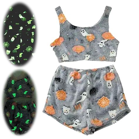 PRICES MAY VARY. Flannel Halloween Glow-in-the-Dark Design: This Spooky Vest Pajama Set features a unique and eye-catching design that glows in the dark, adding a fun and spooky touch to your Halloween festivities. The glow-in-the-dark feature is sure to impress and create a memorable experience Cozy Flannel Material: Made from high-quality flannel fabric, these cute pumpkin and ghost pajama shorts offer ultimate comfort and warmth. The soft and plush texture ensures a cozy and luxurious feel, p Pumpkin And Ghost, Flannel Pajamas, Cozy Flannel, Pajamas Set, Flannel Fabric, Glow In The Dark, Pajama Set, Ghost, Pajamas