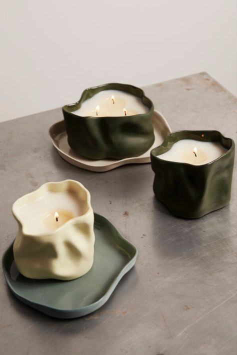 From homewares to house numbers, these ceramics enliven any setting with an authentic handmade quality. #design #ceramics #productdesign #handmade #art #azuremagazine Candle Ceramic Pottery, Ceramic Candle Vessel, Candle Pottery Ideas, Little Pottery Ideas, Ceramic Inspo Aesthetic, Candle Vessel Ideas, Things To Make In Ceramics, Ceramic Decoration Ideas, Diy Pottery Ideas