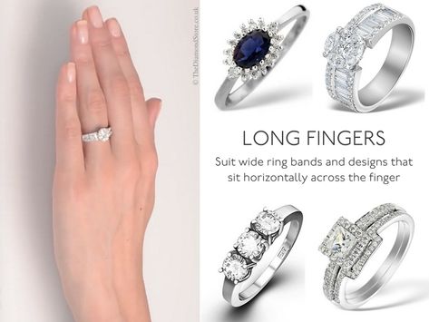 Best Engagement Ring for Your Hand - long fingers Rings For Long Fingers, Engagement Rings On Finger, Long Fingers, Best Engagement Ring, Best Ring, Wear Rings, Classic Solitaire Ring, Engagement Ring Style, How To Wear Rings