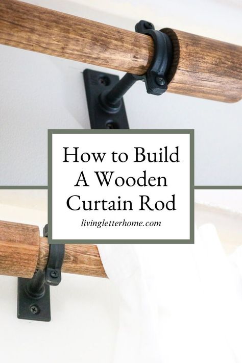 Let's build wooden curtain rods together! This simple DIY is the best way to learn how to make wood curtain rods. It's a cheap and easy way to add style to your living room, office, or bedroom. Branch Curtain Rods, Diy Flooring Ideas, West Elm Curtains, Farmhouse Curtain Rods, Cheap Curtain Rods, Modern Curtain Rods, Wooden Curtain Rods, West Elm Inspired, Wood Curtain Rods