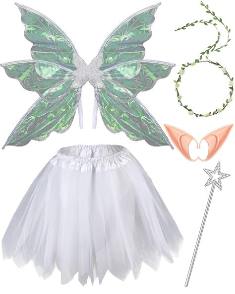 PRICES MAY VARY. Complete Cosplay Combination: you will receive 1 pair of butterfly wings, 1 piece of floral headband, 1 piece of fairy star wand, 1 pair of fairy ears and 1 piece of green tutu for women, enough to meet your holiday cosplay and dress up parties needs Proper Size: the fairy wings are about 23.6 x 19.7 inches/ 60 x 50 cm, the elf ears are about 4.7 inches/ 12 cm, the flower crown is about 6.9 inches/ 17.5 cm in diameter, the star wand is about 13 inches/ 33 cm in length, the adult Womens Fairy Costume, Diy Fairy Costume Women, Purple Fairy Costume, Fall Fairy Costume, Fairy Costume Ideas, Wing Costume, Adult Fairy Costume, Fairy Costume Women, Pixie Costume