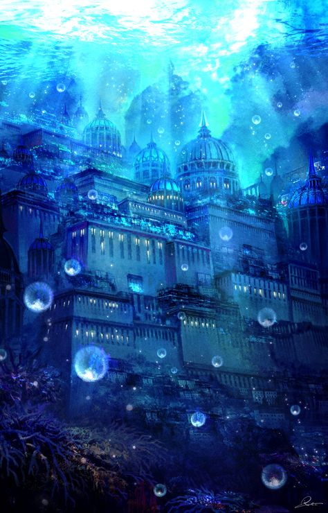 Water Fantasy Art, Water Castle, Fantasy Ocean, Mermaid City, Underwater City Fantasy Art, Undersea City Fantasy Art, Underwater House Fantasy Art, Underwater Home Fantasy Art, Underwater Castle Fantasy Art