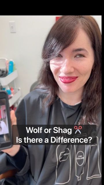 Rachel Williams on Instagram: "Wolf ✂️ or Shag ✂️. . . Is there a Difference 🤔? Well it seems to be a hot topic these days! Is a Wolf Cut the same as a Shag ? . . . Well I can kind of see the difference! I think the Wolf Cut has a heavier Bang and has more choppy finish, but hey that’s just my opinion! I’d love to hear yours 🙌🏼!!! I get it though, especially if you’ve been doing hair 15yrs or more , you will see haircuts or techniques come back with a different name, but that’s ok! Everythin Shag Vs Wolf Cut, Womens Wolf Cut, Haircutting Tutorials, Wolfcut Bangs, A Wolf Cut, Heavy Bangs, Mid Layers, Doing Hair, Rocker Hair