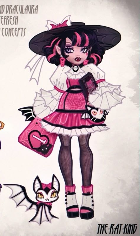 Monster High Reference Sheet, Draculaura Redesign, Monster High Redesign, Monster High Ghoulia, Doll Customization, Degenerate Art, Monster High Clothes, Rat King, Arte Monster High