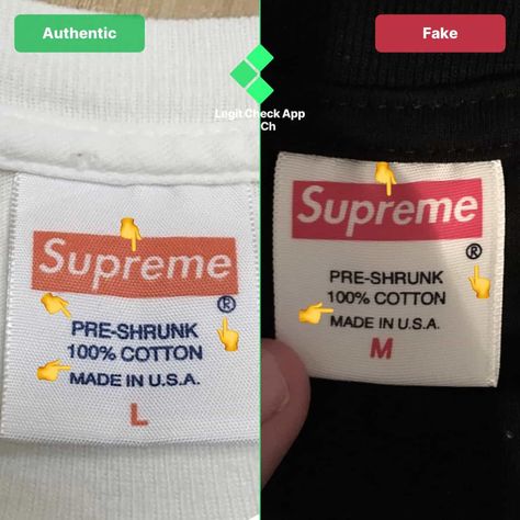 How To Spot Fake Supreme Box Logo T-Shirts - Real Vs Fake Supreme Bogo Tee - Legit Check By Ch Supreme Box Logo Tee, Fake Vs Real, Legit Check, Hand Emoji, Vintage Brands, T Shirt Label, Supreme Box Logo, Shirt Label, Logo T Shirts