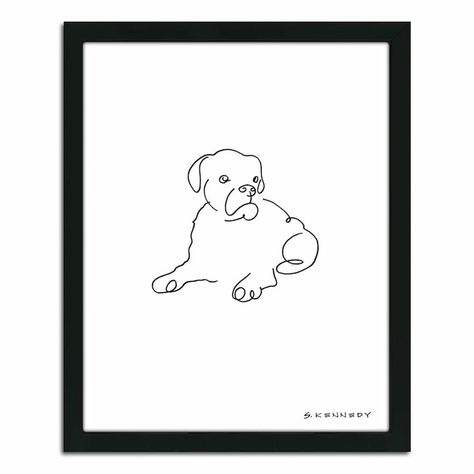 Personal-Prints ''Boxer Line Drawing'' Framed Wall Art Boxer Outline, Boxer Dog Tattoo, Dog Line Drawing, Dog Home Decor, Dog Line, Drawing Frames, Vertical Wall Art, Dog Home, Wood Burning Patterns