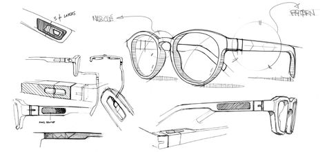 Sunglasses Design Sketch, Glasses Sketch, Accessories Design Sketch, Eyewear Inspiration, Structural Drawing, Sketching Tips, Art Studio Design, Smart Glass, Object Drawing