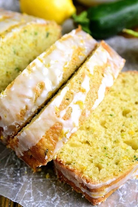 This Lemon Zucchini Bread combines two favorites in one delicious loaf of bread! Topped with a sweet lemony glaze, it's a great way to sneak in extra veggies and the BEST way to wake up! Pumpkin Cranberry Bread, Lemon Zucchini Bread, Bread Booze Bacon, Lemon Zucchini, Lemon Bread, Zucchini Bread Recipes, Quick Snack, Breakfast Idea, Zucchini Bread