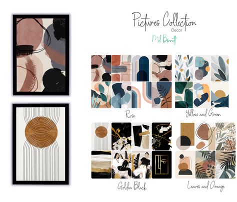 Sims 4 Cc Pictures Decoration, Sims 4 Wall Art, Sims 4 Wall Art Cc, Modern Wall Paint, Sims 4 House Plans, The Sims 4 Packs, Sims 4 Cc Furniture, Picture Collection, Sims 4 Mods Clothes