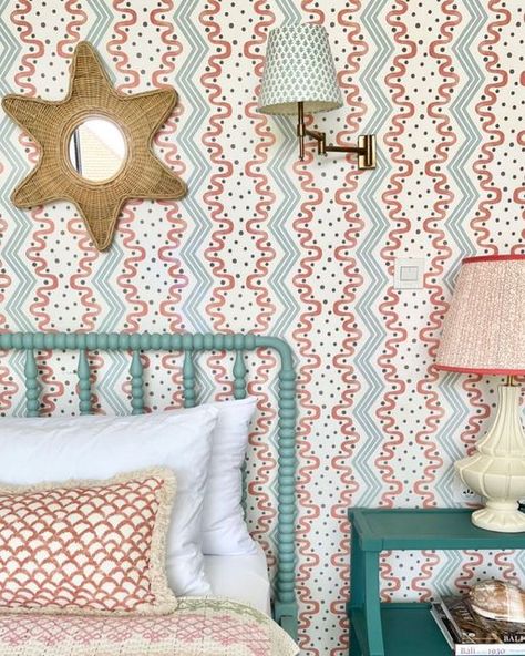 Coastal Inspired Wallpaper, Scallop Interior Design, Ottoline Wallpaper, Guest Bedroom Wallpaper, Tractor Room, Twin Boys Bedroom, Wallpaper Matching, Kids Room Interior Design, Romantic Room