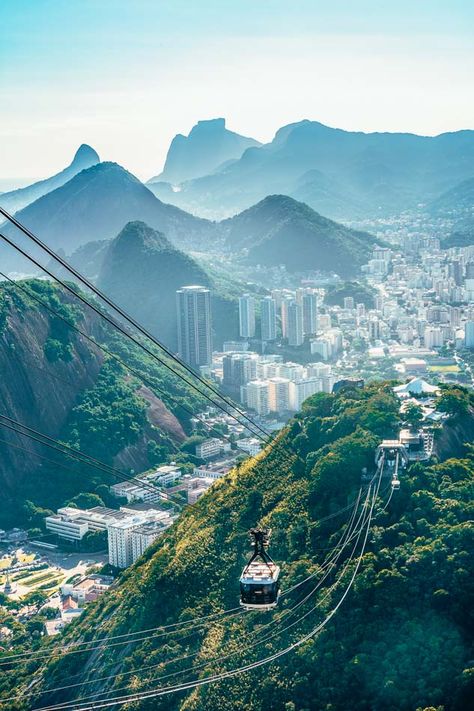 The Sugarloaf Cable Car in Rio de Janeiro, Brazil. Rio Brazil, Brazil Travel, City Pictures, Dream Travel Destinations, South America Travel, Royal Caribbean, America Travel, Travel Aesthetic, Most Beautiful Places