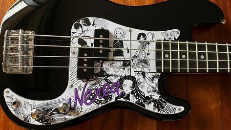 Bass guitar pickguard manga art, hand made Guitar Pickguard Art, Pickguard Art, Instrument Design, Guitar Designs, Custom Pickguard, Guitar Pics, Guitar Design, Art Hand, Contest Design