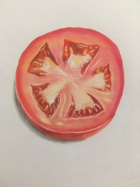 Tomato Slice Drawing, Tomato Drawing, Tomato Slice, Grapefruit, Fruit, Drawings, Quick Saves, Art