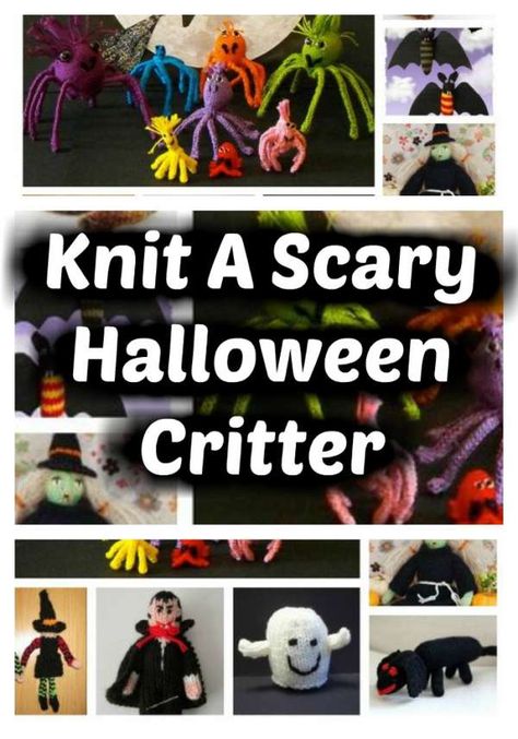 Halloween Knitting Patterns Free, Knitting Halloween, Knitted Halloween, Halloween Knitting Patterns, Halloween Yarn, Halloween Knitting, Creepy Creatures, Loom Knit Hat, Halloween Spiders