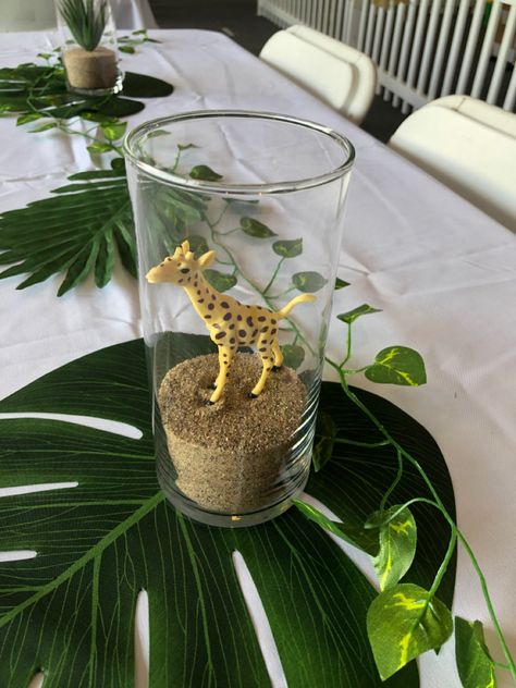 Zoo Theme Centerpieces, Wild One Party Centerpieces, 1st Birthday Party Jungle Theme, Jungle Theme Party Centerpieces, Jungle Theme Table Decorations, Pampas Grass And Palm Leaves Centerpiece, Jungle Birthday Centerpieces, Two Wild Birthday Centerpieces, Wild One Birthday Center Piece