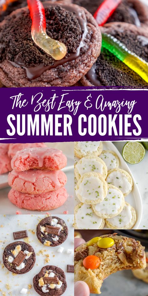 Cookies For Bbq Party, Diy Cookie Recipes, Summer Flavor Cookies, Strawberry Lime Cookies, Cookies For Picnics, Best Summer Cookies, Summer Flavors Desserts, Dessert Recipes For Bake Sale, August Baking Ideas