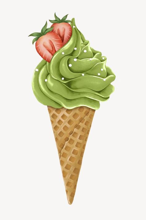 Matcha strawberry soft serve, Summer dessert illustration | free image by rawpixel.com / Aew Strawberry Collage, Strawberry Soft Serve, Ice Cream Matcha, Matcha Strawberry, Ice Cream Illustration, Matcha Ice Cream, Mochi Ice Cream, Dessert Illustration, Decor 2023