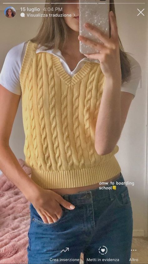 outfit, fashion, style, celebrity style, kendall jenner, bela hadid, fit inspo, inspo, aesthetic, clothes, casual outfit, #fashion #style #outfits Bela Hadid, Style Kendall Jenner, Brandy Melville Outfits, Fashion Style Outfits, Aesthetic Yellow, Brandy Melville Usa, Vest Sweater, Sweater Vests, Clothes Casual