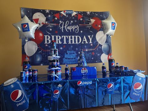 Pepsi Birthday Party Ideas, Pepsi Party, Pepsi Cake, Pepsi Man, Kalogeras Sisters, 60th Bday, Diet Pepsi, Chris Sturniolo, Pepsi Cola