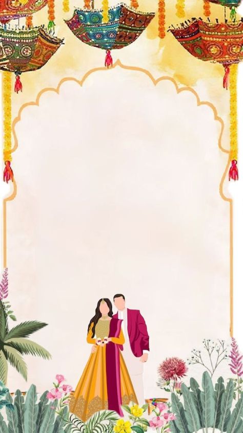 Haldi Ceremony Template, Creative Wedding Invitations Design, Blank Wedding Invitation Templates, Ceremony Template, Haldi Ceremony Decorations, Caricature Wedding Invitations, Wedding Illustration Card, Couple Illustration Wedding, Blank Wedding Invitations