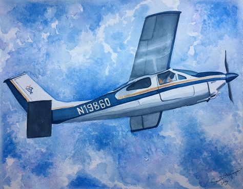 Airplane Painting Easy, Planes Drawing, Aeroplane Painting, Airplane Watercolor, Plane Painting, Frat Formal, Airplane Jewelry, Painting Plants, Airplane Painting