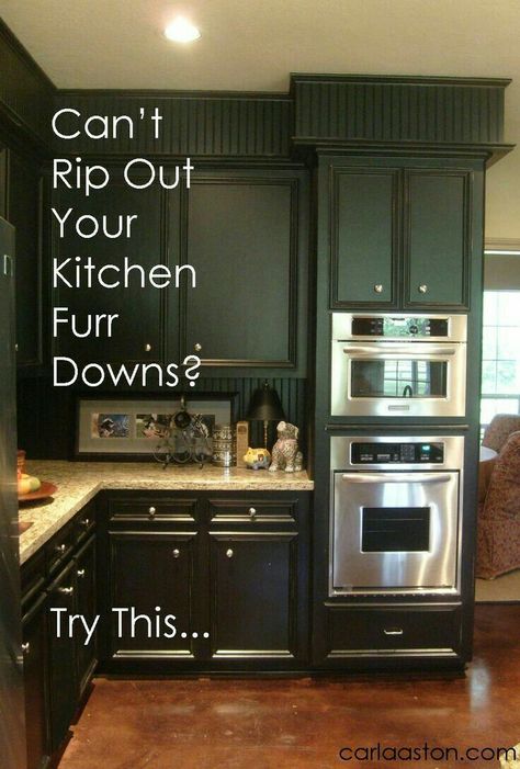 Kitchen Soffit, Above Kitchen Cabinets, Above Cabinets, Cabinet Ideas, Kitchen Upgrades, Black Cabinets, Kitchen Redo, Kitchen Remodel Idea, Updated Kitchen