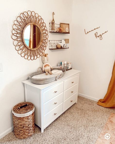 Changing Station Organization, Vintage Boho Nursery, Boho Rainbow Room, Baby Room Boho, Boho Rainbow Nursery, Boho Baby Room, Baby Room Organization, Nursery Room Design